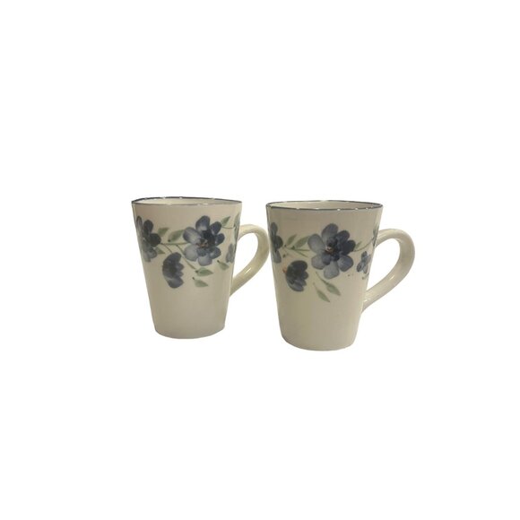 Home Essentials Violet Blossom Coffee Mugs Set of 2 - Picture 1 of 13